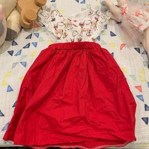 Red deer festive holiday kids dress